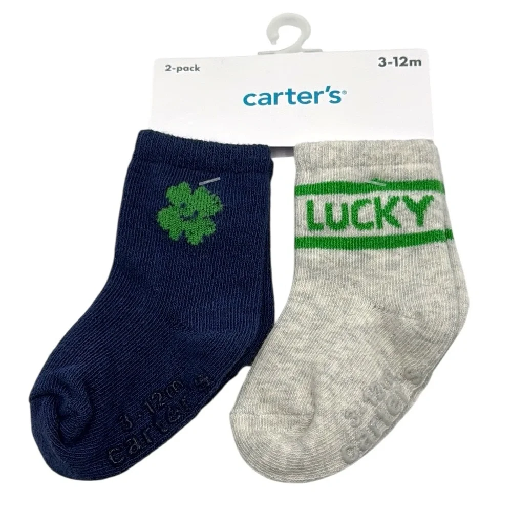 Carter's 2-Pack Lucky / Clover Baby Socks Size 3 - 12 Months
